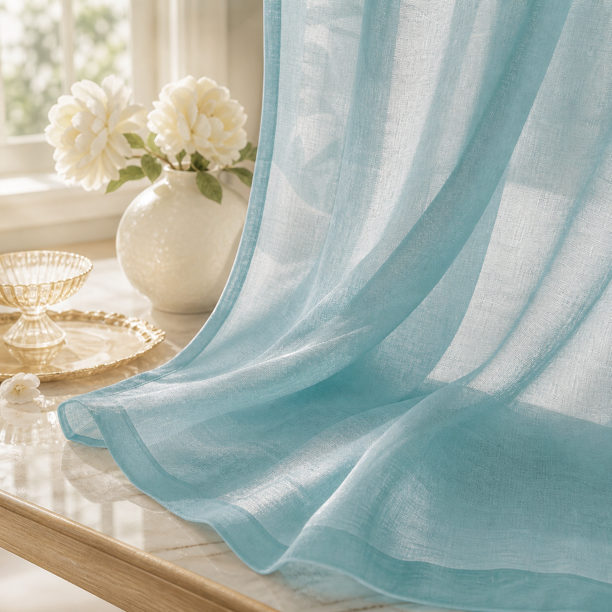 Linen-Textured Sheer Door Curtain