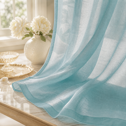 Linen-Textured Sheer Door Curtain