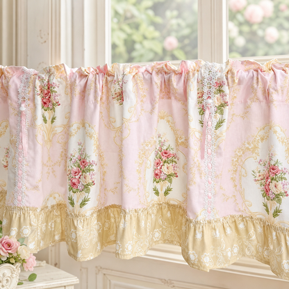 European Floral Tie-Up Window Valance