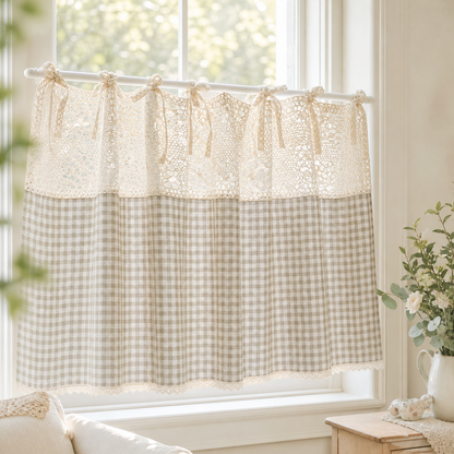 Vintage Buffalo Plaid Valance Curtain