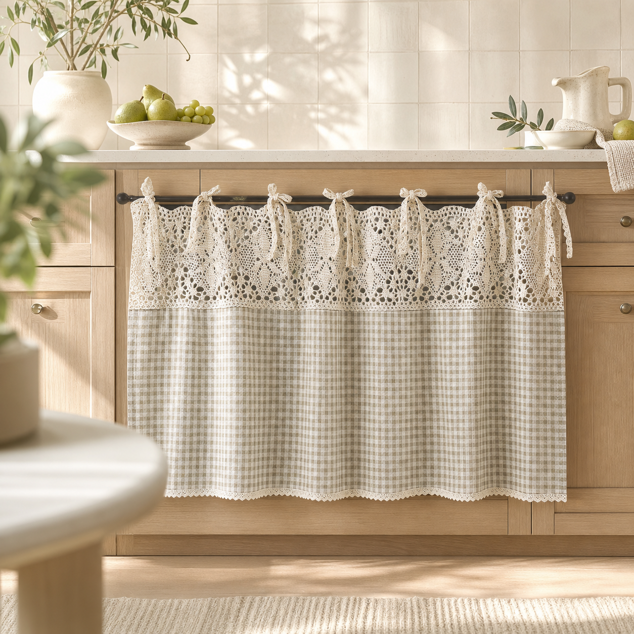 Vintage Buffalo Plaid Valance Curtain