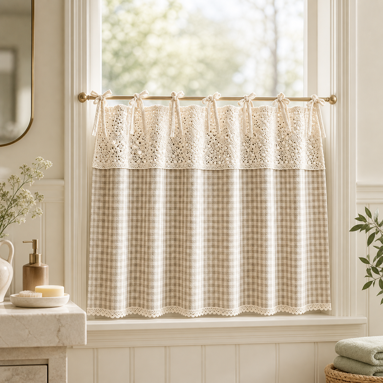 Vintage Buffalo Plaid Valance Curtain