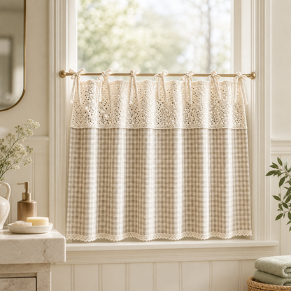 Vintage Buffalo Plaid Valance Curtain