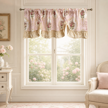 European Floral Tie-Up Window Valance