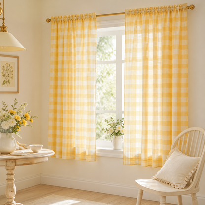 Chicplaid Gingham Ruffled Window Valance
