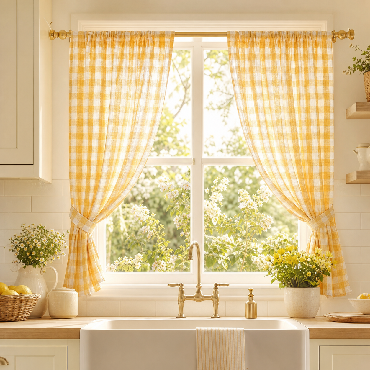 Chicplaid Gingham Ruffled Window Valance