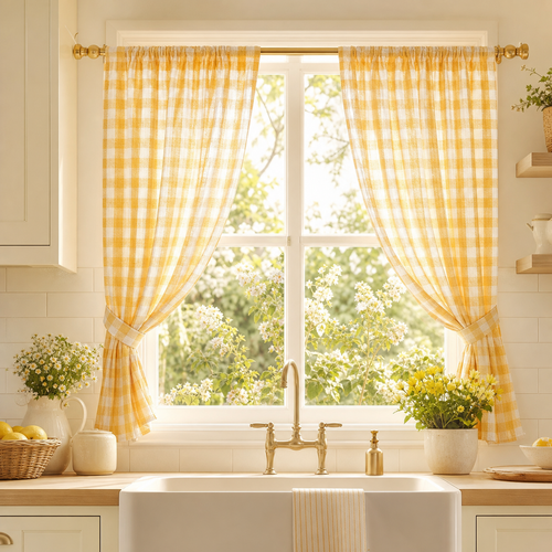 Chicplaid Gingham Ruffled Window Valance